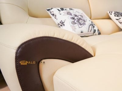 SOFA DA MÀU NÂU CAFE 3 BĂNG GÓC PHẢI 9021N-SF
