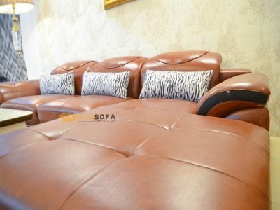 SOFA DA NÂU BÒ 3 BĂNG GÓC PHẢI 9191B-SF