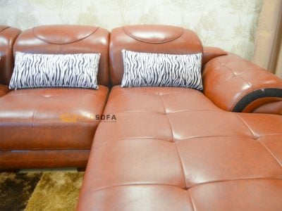 SOFA DA NÂU BÒ 3 BĂNG GÓC PHẢI 9191B-SF