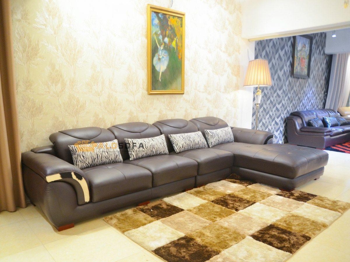 SOFA DA NÂU CAFE 3 BĂNG GÓC TRÁI 9192N-SF