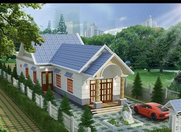 Thiết kế mặt tiền nhà mái thái chữ L
