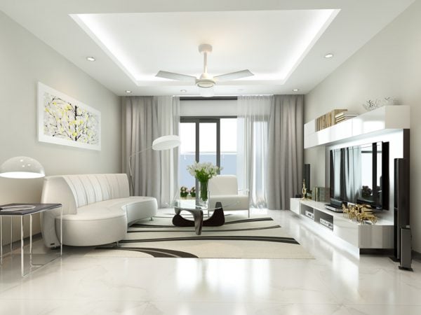 Đối với phòng khách có cửa hướng Bắc và Nam thì nên chọn sơn màu sáng