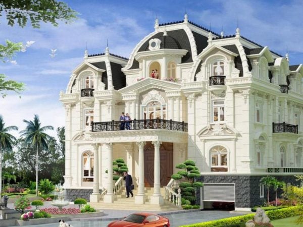 Mẫu sảnh nhà của biệt thự 3 tầng kiểu Pháp