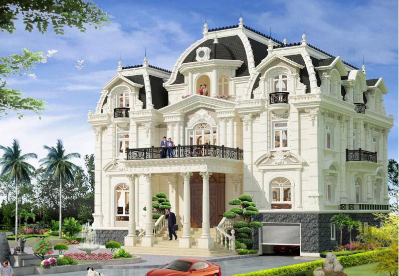 Mẫu sảnh nhà của biệt thự 3 tầng kiểu Pháp