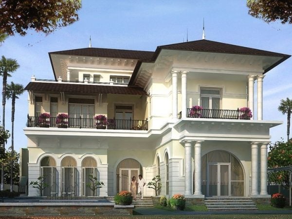 Sảnh nhà đẹp nhà 2 tầng tân cổ điển